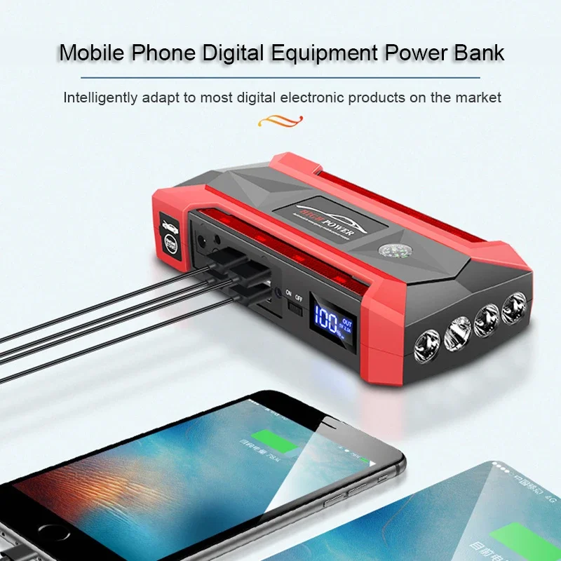 5000A Start Power Bank 30000mAh Jump Starter Car Booster External Battery 12V Starting Device for Petrol Diesel Powerbank