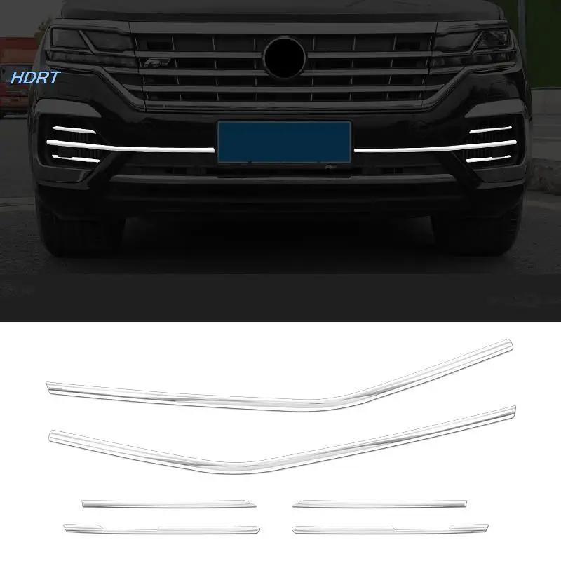 

ABS chrome/black Car Front Lower Grille Strip Decoration Trim front fog light cover for Touareg 19-22 Exterior Accessories