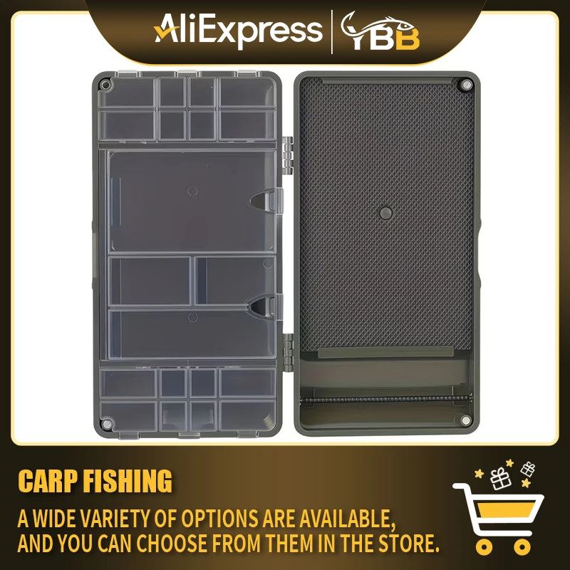 

Rigtrip Carp Fishing Tackle Box with Multi-Compartment, Durable ABS, Secure Magnet Closure, Holds 37 Rigs & Accessories