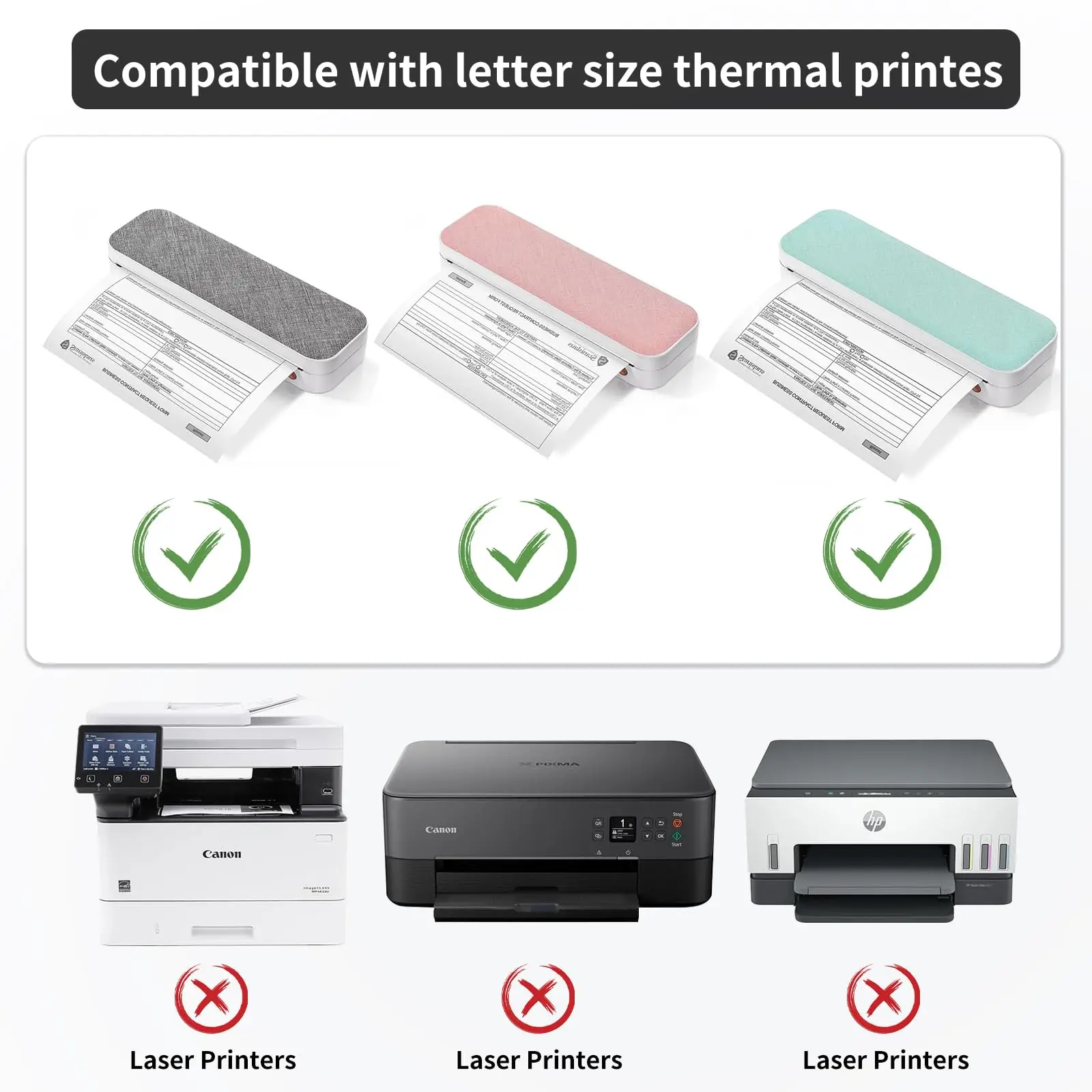 US Letter Thermal Paper 100 Sheets Quick-Dry for Receipt/Shipping Label/Office Use, 2 Sizes A4/US Letter Available