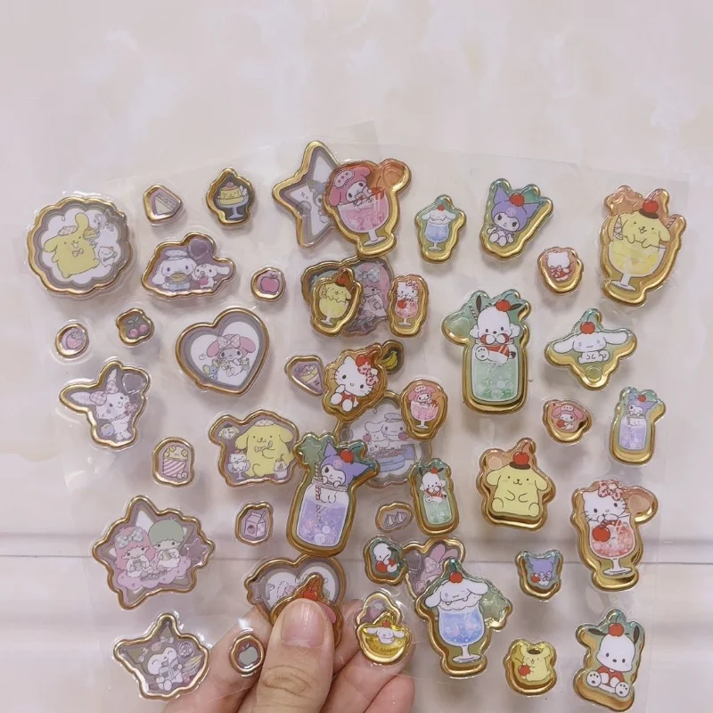 

Наклейки Sanrio My Melody 3D с объемным рельефом, милые мультяшные наклейки Hello Kitty, для декора ноутбуков, телефонов, подарков