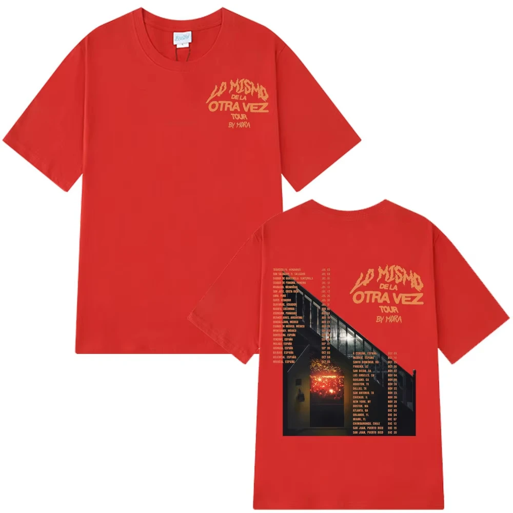 تي شيرت Mora Lo Mismo Dela Otra Vez Tour 2025 Merch Gothic تي شيرت للرجال والنساء موضة الهيب هوب تي شيرت صيفي هاراجوكو ملابس الشارع
