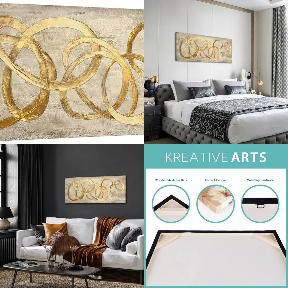 

Современное абстрактное настенное искусство коричневого и золотого цвета, принт на холсте в скандинавском стиле, 20x48 для гостиных