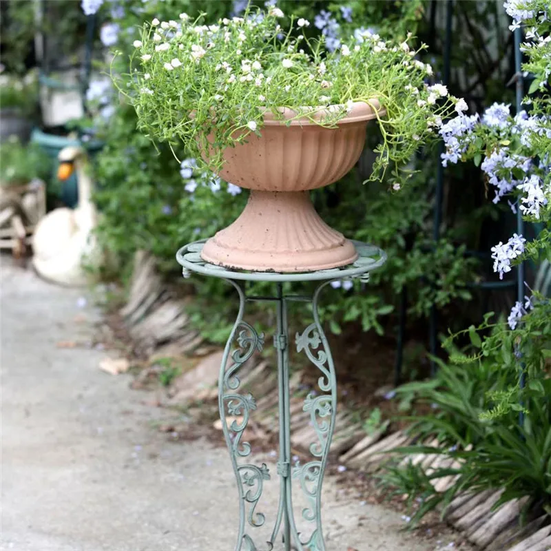 Maceta de hierro francés para jardín, taburete de flores, decoración de balcón, 20 pulgadas