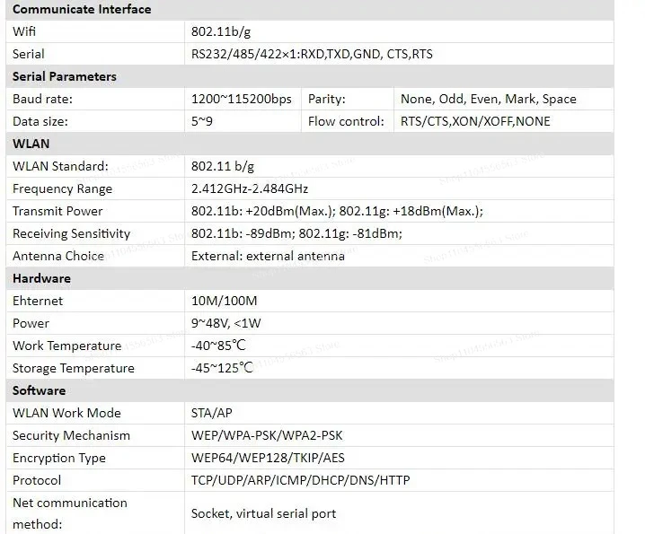 Wireless serial server 232 to wifi 485 to wifi 422 to wifi 7104