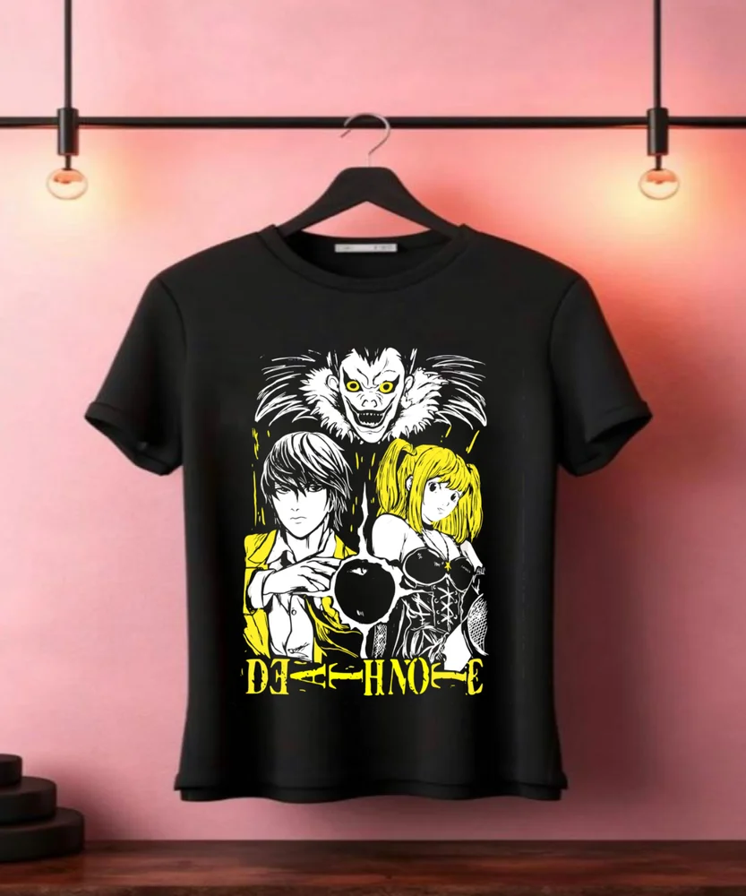 Kira Ryuk T-Shirt Death Note L Manga Strip Horror Anime Black Tee Shirt All  tops Unisex Summer Short Sleeve image 4