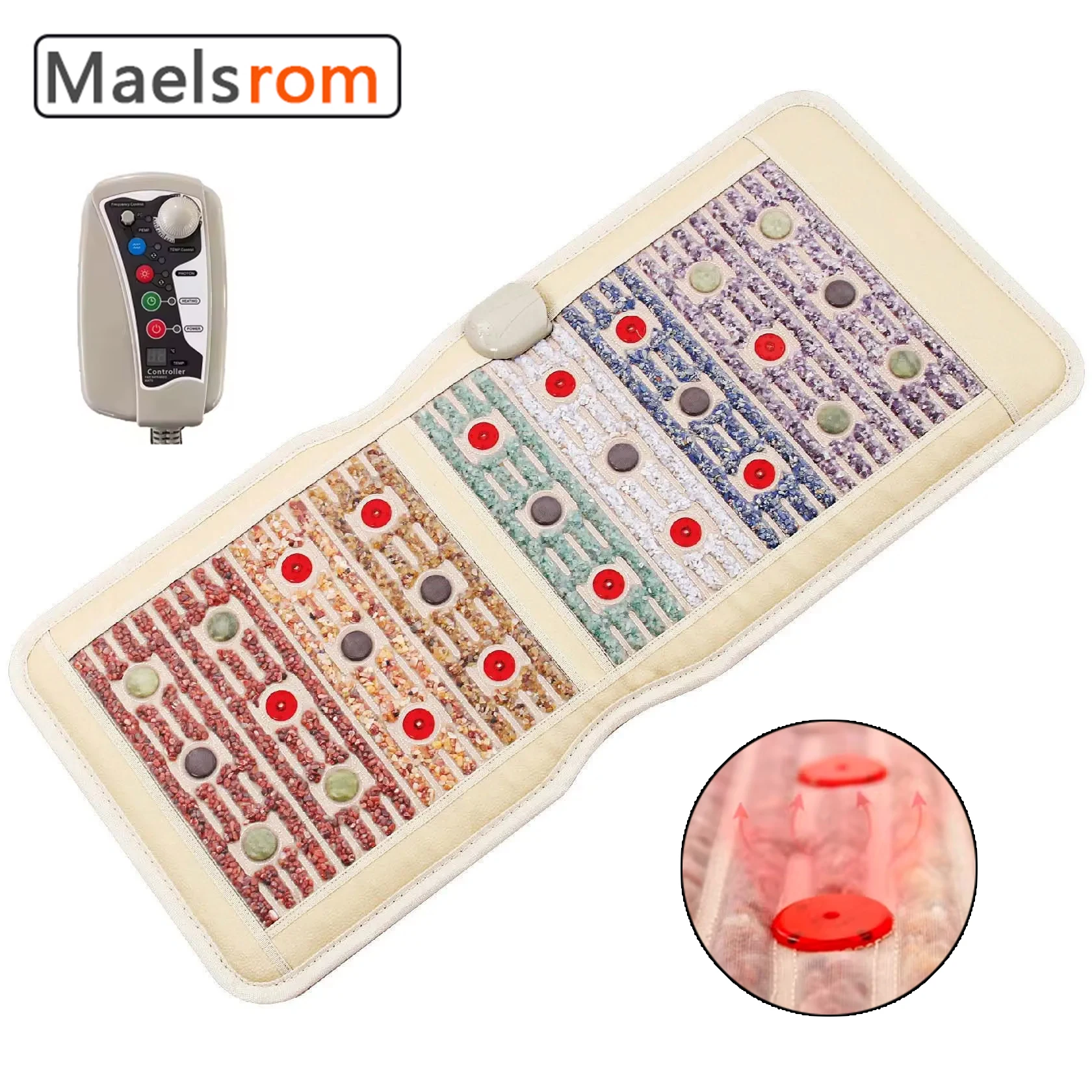 Rainbow Crystal Heating Massage Mat Kristralmate Pulse Magnetic Field Therapy PEMF Photon Red Light Relieves Pain Yoga Mattress