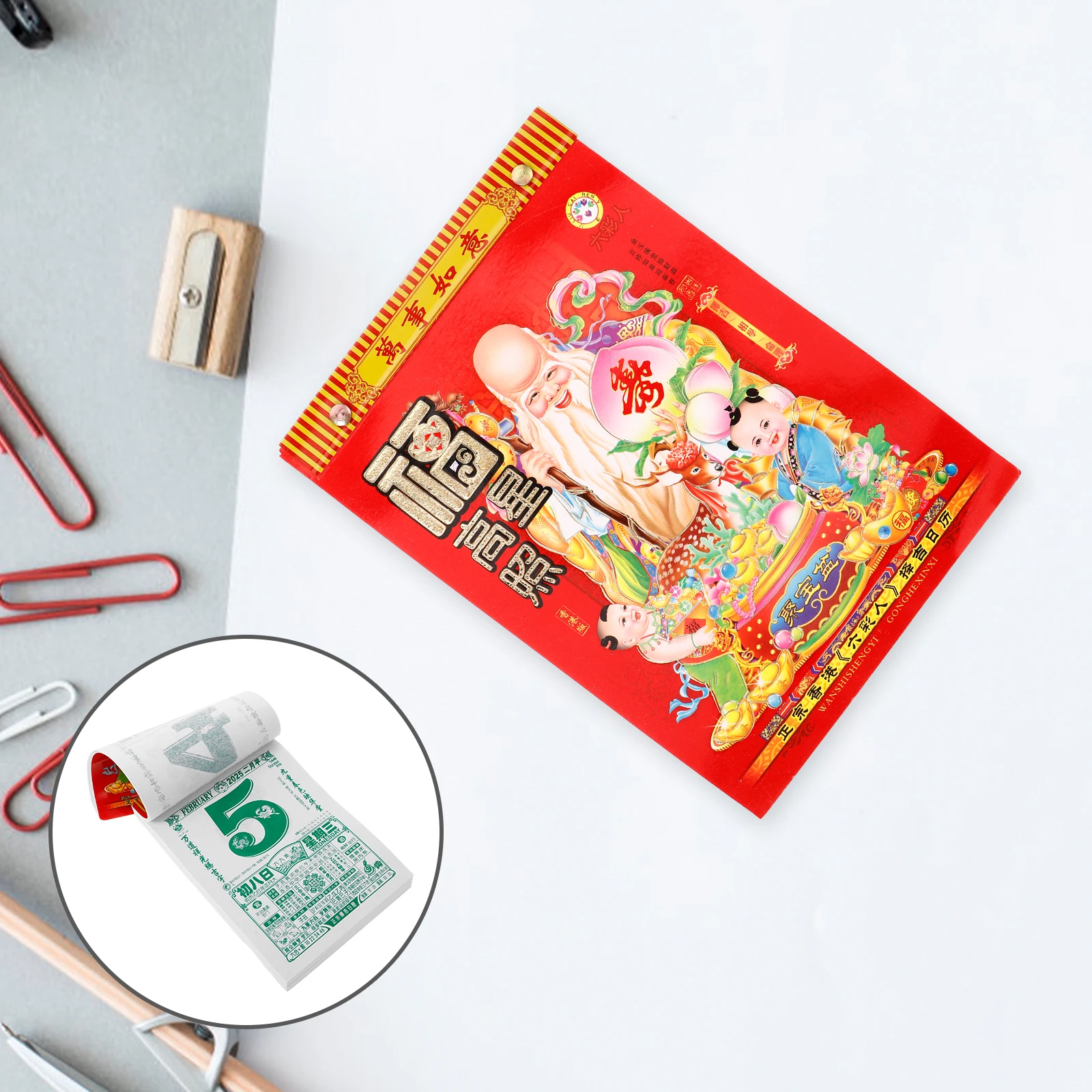

2025 Snake Year Calendar Lunar Date Planner 18 Size Wall Tear Off Calendars Chinese Style Home Decor Auspicious Dates