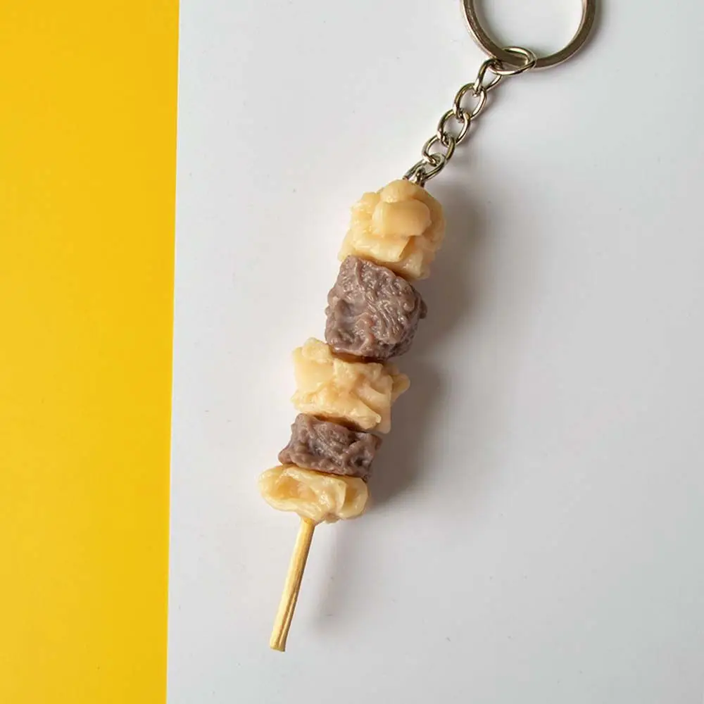 Car Key Squid Must Gluten Oden PVC Simulation BBQ Keychains Fake Food Key Ring Korean Style Bag Pendant Women Fashion Jewelry