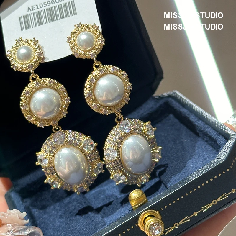 Long Drop Earrings For Women S925 Silver Needles Gold Plated Baroque Jewelry Imitation Pearl Bead Ear Stud Party Accessories