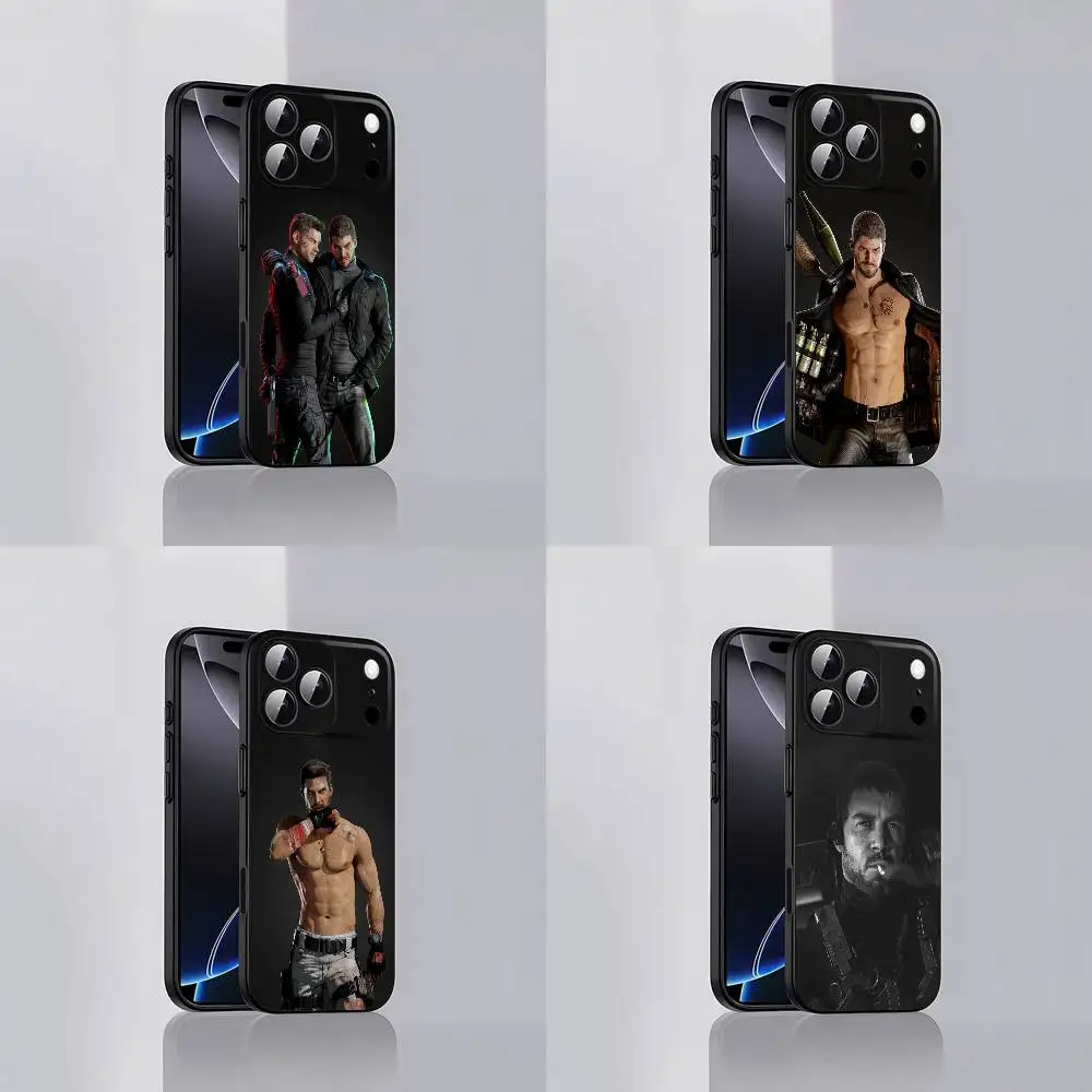 

Phone Case For iPhone 17,16,15,14,13,12,Pro,Max,Plus,E,SE4,Air,Mini Black Chris Redfield R-Resident Evil Soft Cover