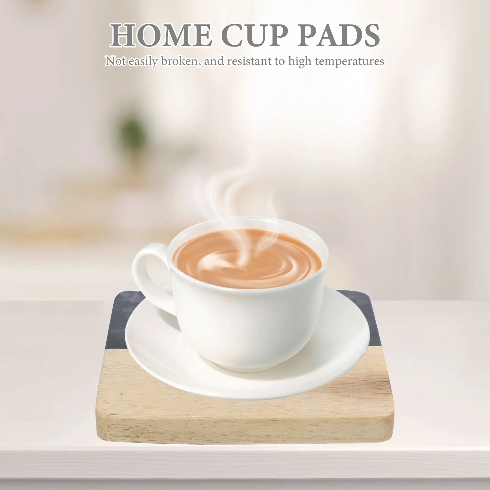 

4Pcs Marble Wood Coasters Heat Resistant Anti-Skid Cup Mats Home Kitchen Decorative Tumbler Pads Protective Bottle Mats