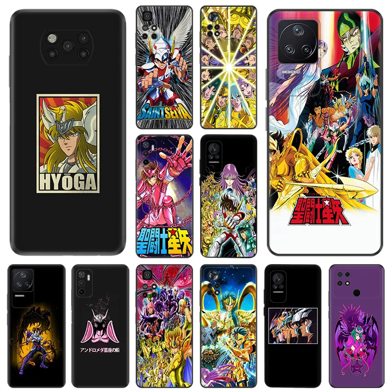 Matte Phone Case for Xiaomi Mi Poco F3 F4 F5 X3 X4 X5 M3 M4 GT M5 C40 C50 C51 M5S Aquila Yuna Saint Seiya Anime Black Soft Cover