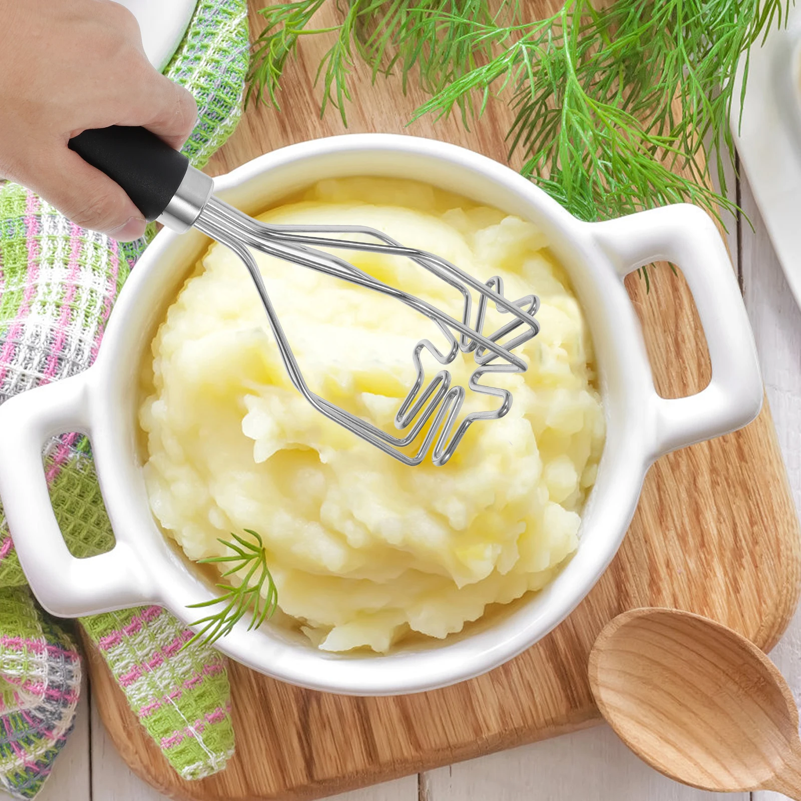 

Silicone Potato Masher Non Scratch Manual Kitchen Tool for Mashed Potatoes Sweet Potatoes Root Vegetables Easy Clean