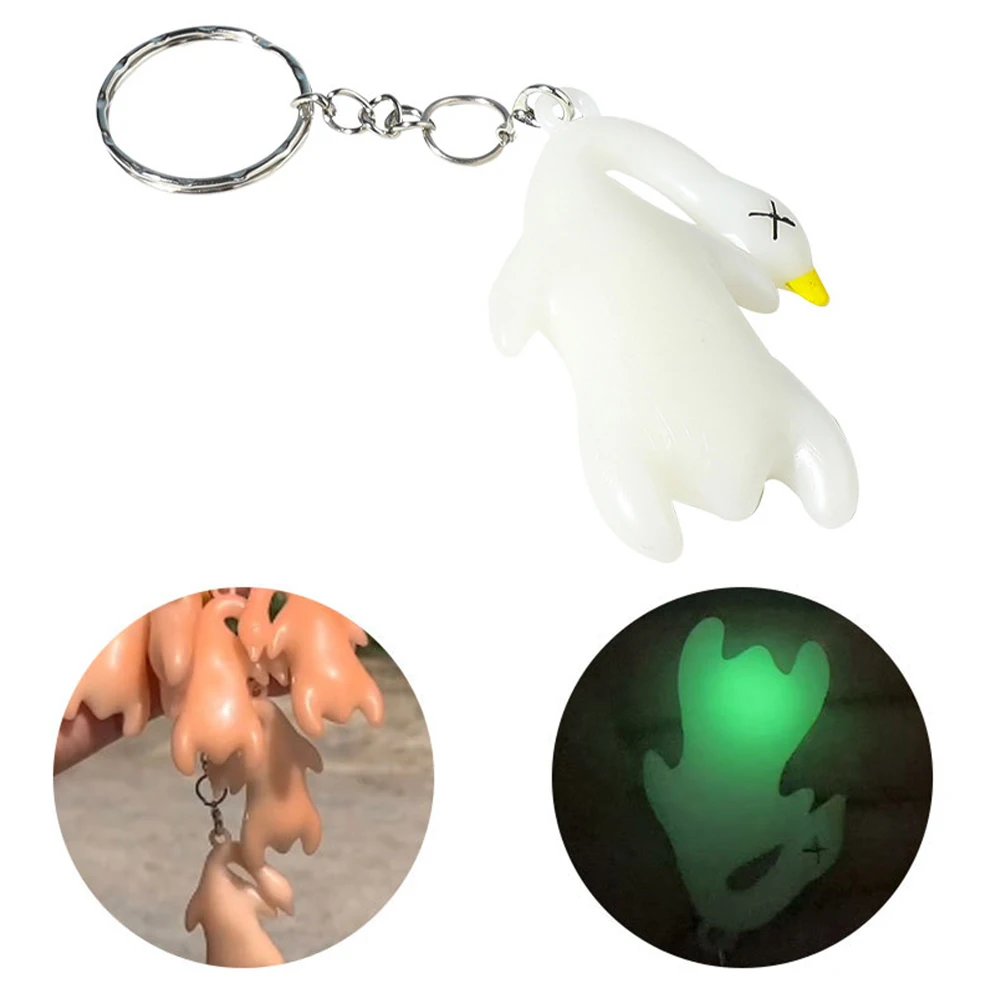 UV Color Changing Mini Roast Duck Keychain Pendant Glow At Night Roast Duck Keychain Ornament Car Rearview Mirror Handbag