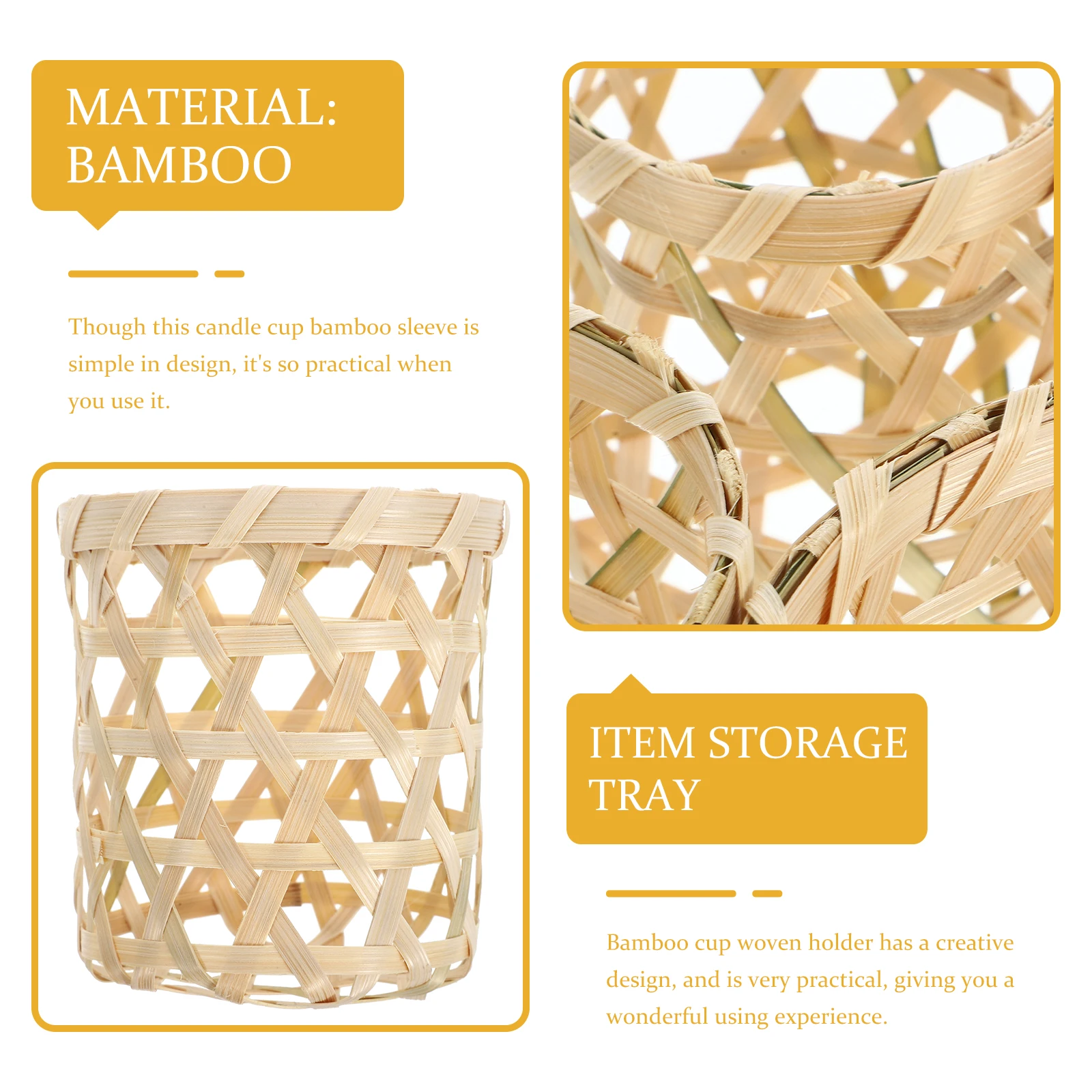 

4pcs Bamboo Holder Tea Light Portable Cup Protective Home Decorative Glass Drinking Cup Sleeve Mug Sleeve