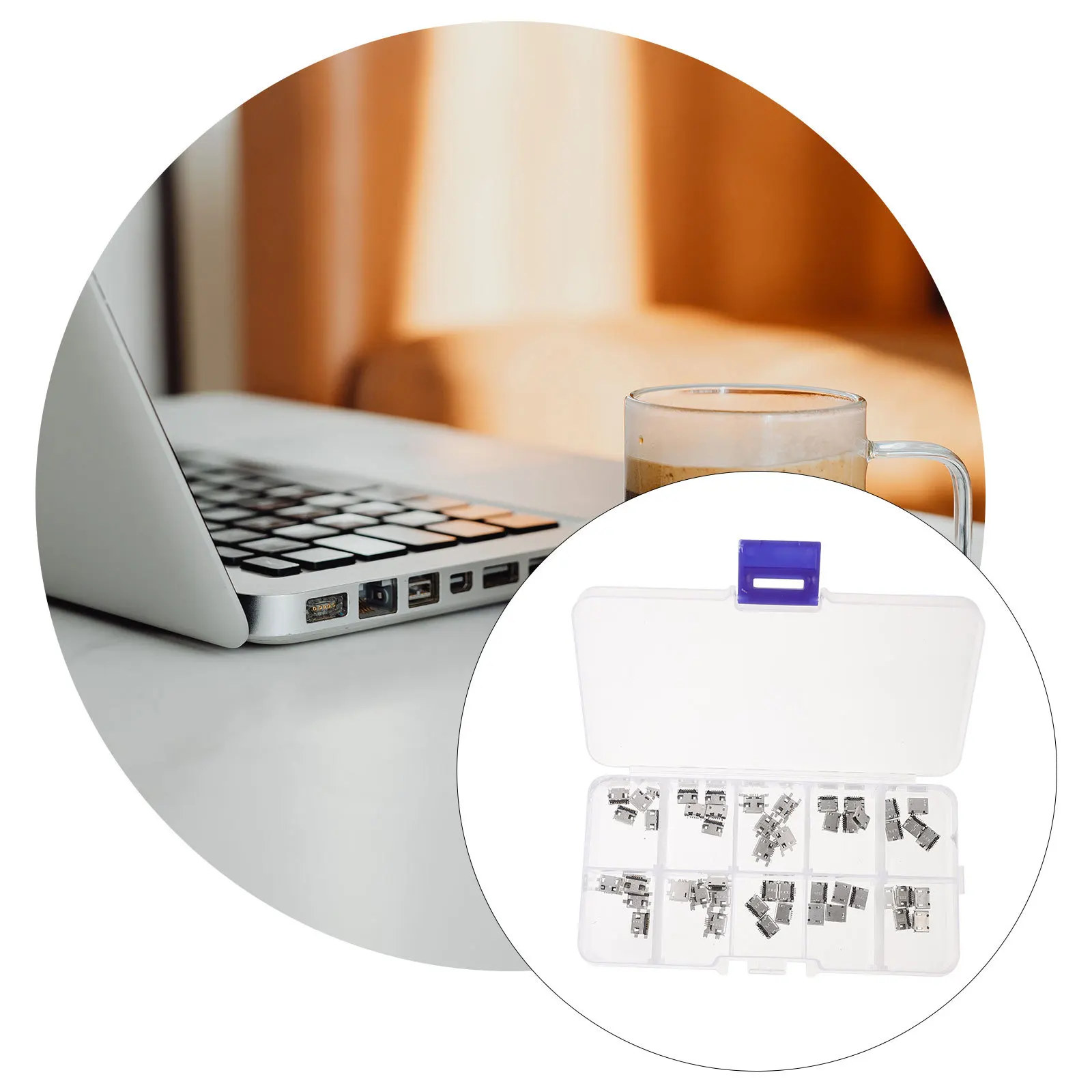 

50Pcs Micro USB Port Soldering Repair Adapter Copper Construction Reliable Performance Connector Micro USB Port