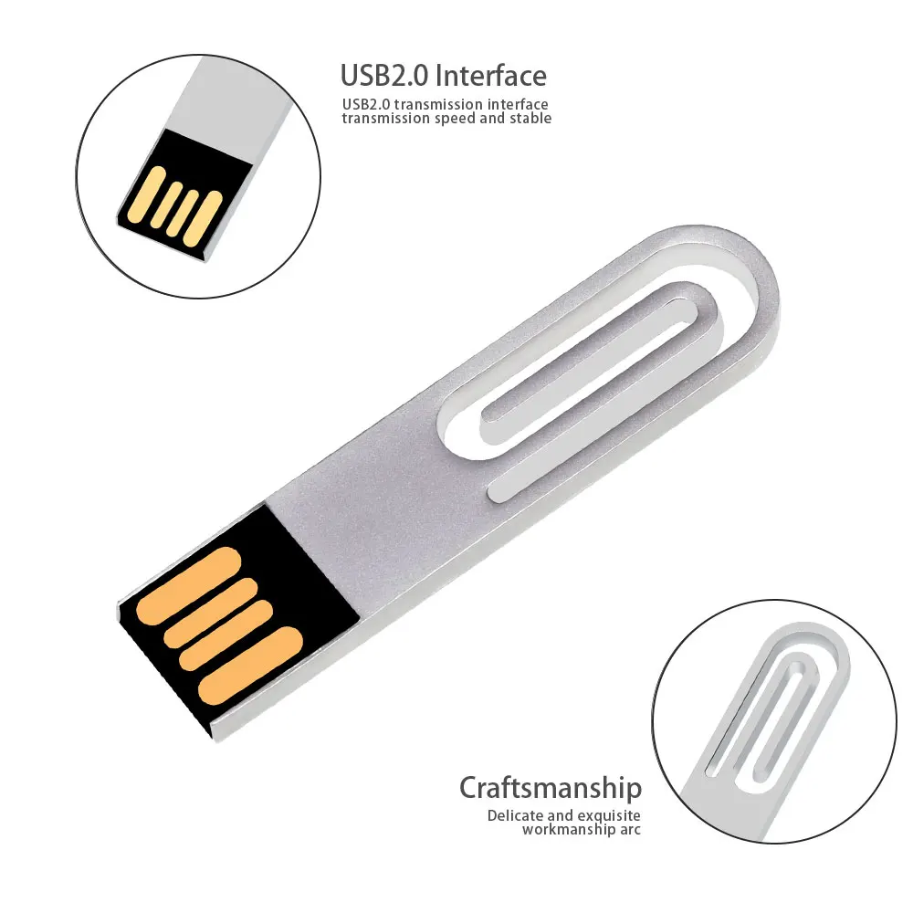 Mini Metal USB Flash Drive 64GB High Speed Pen Drive 32GB Creative Business Gifts Memory Stick Pendrive Silver U Disk