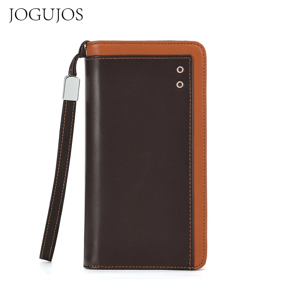 

JOGUJOS Genuine Leather Men Money Credit Card Holder Casual Long Wallets for Male Large Capacity Clutch Wallet Zipper Coin Purse