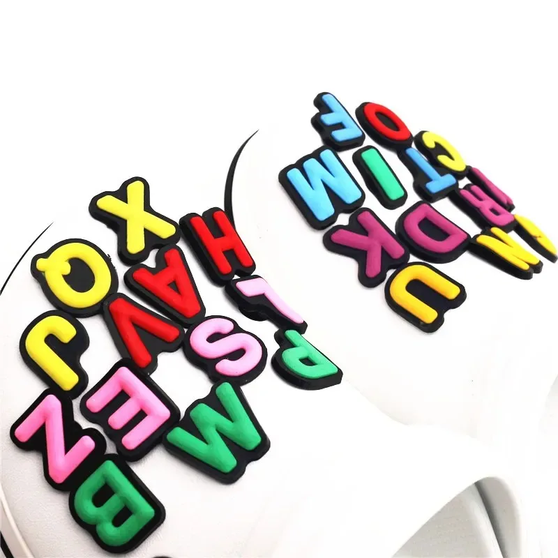 1 Pc Croc Shoe Charms Colorful 26 Alphabet Decorations Pvc Shoe Charms Accessories Slipper Ornament Friend's New Year Gift - Detail 1