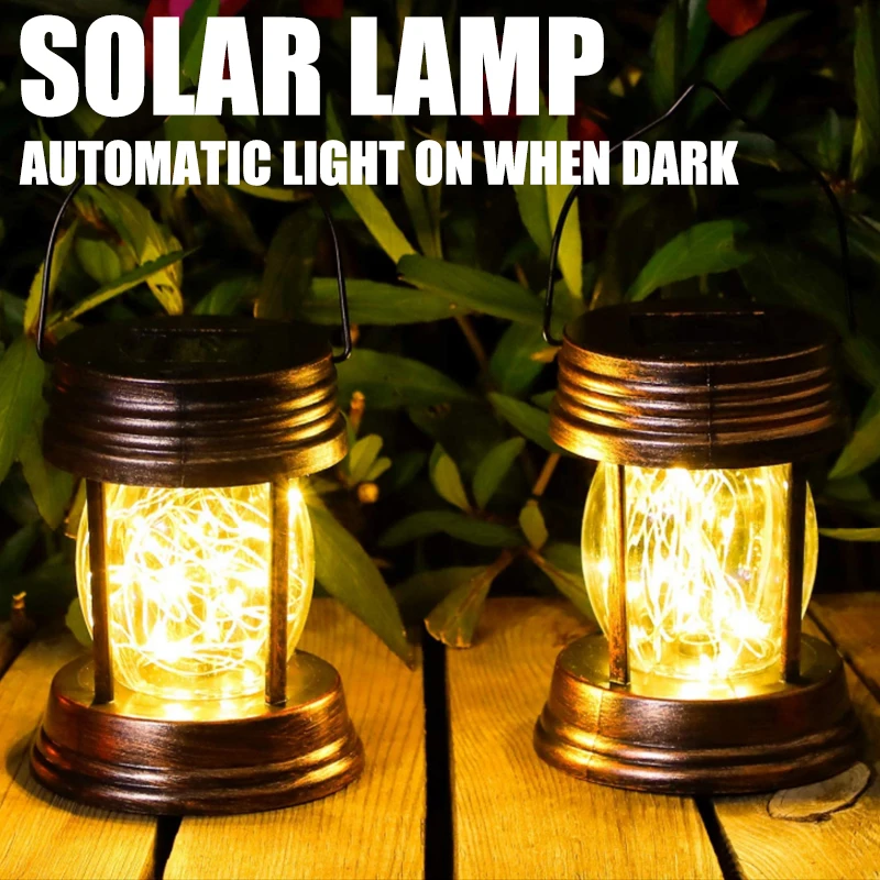 Solar Lanterns Outdoor Hanging Solar Lights for Pathway Yard Patio Garden Decoration, Waterproof Outside Solar Table Lamp