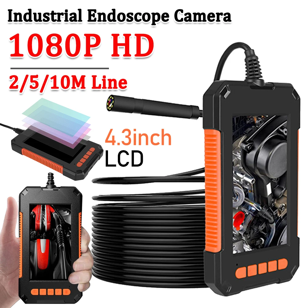 8mm Industrial Endoscope Camera 1080P HD Pipe Car Inspection Borescope Camera 8 LED Waterproof for Fuel Tank Wall/Hydraulic