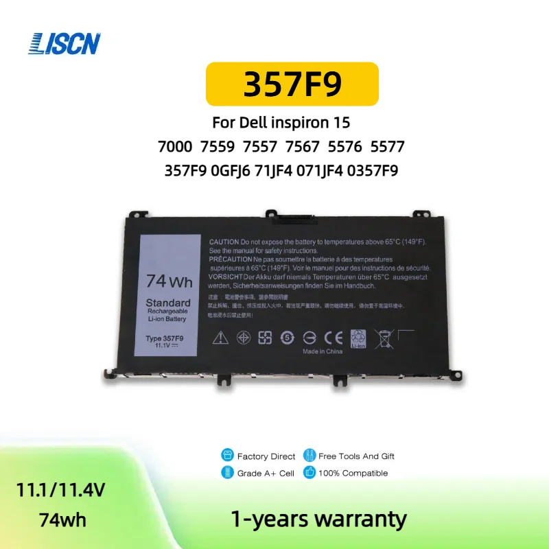 357F9 Laptop Battery for Dell Inspiron  15- 7000 7559 7559 7557 7566 7567 5576 5577  INS15PD-1748R 0GFJ6 71JF4 071JF4 0357F974wh