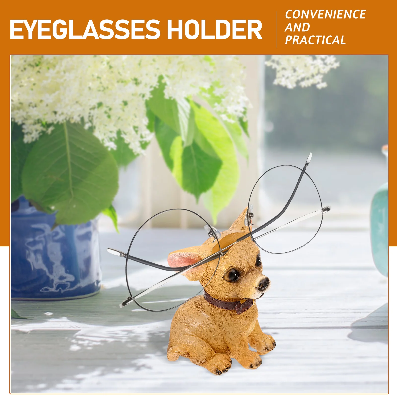 

Creative Dog Statue Eyeglass Holder Desk Sunglasses St Animal Glasses Display Resin Decorative Small Size Lightweight