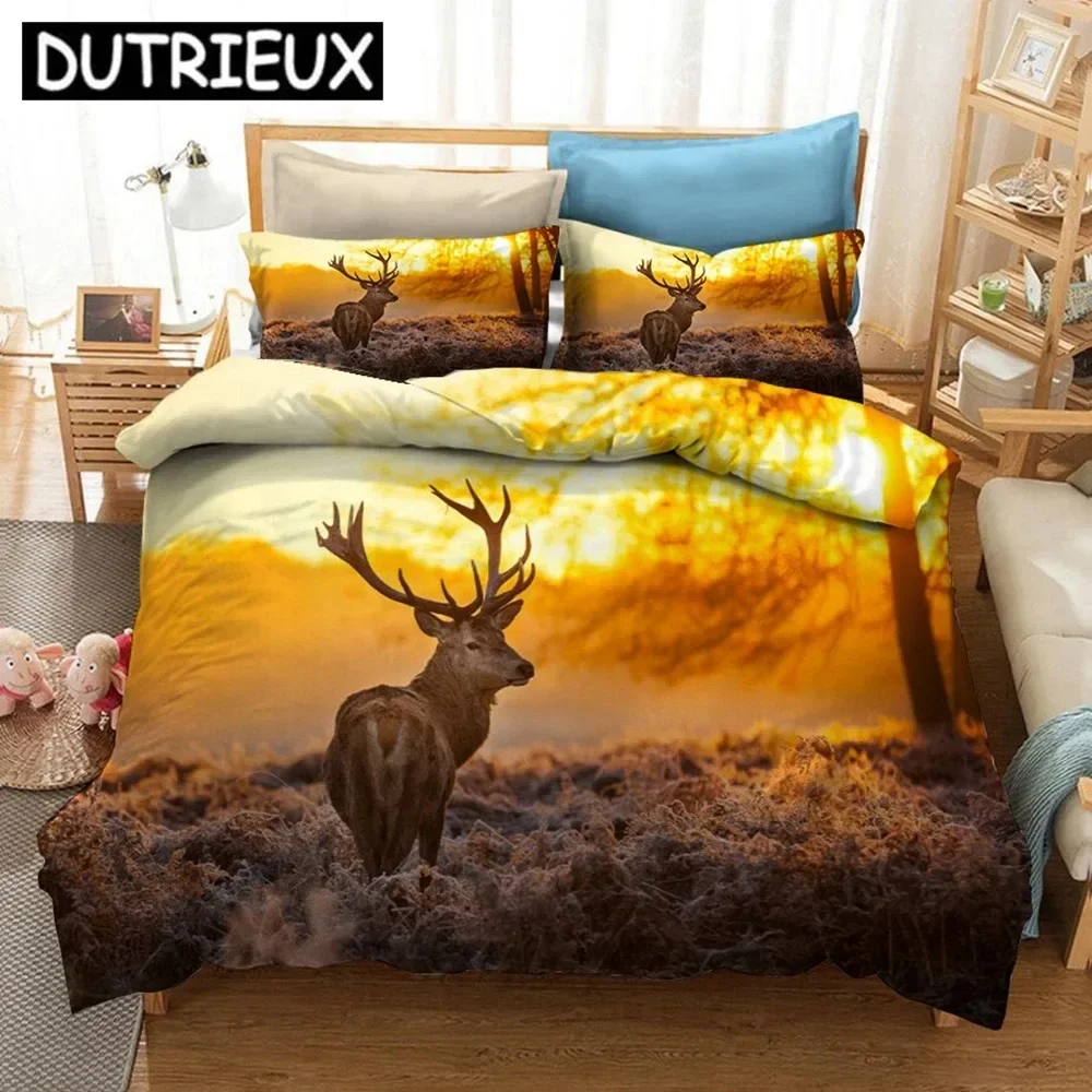 

Sunset Deer 3D Printed Bedding Set Duvet Covers Pillowcases Comforter Bedding Set Bedclothes Bed Linen