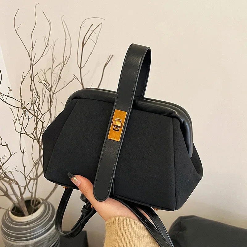 

2024 contrasting color handbag women's new trendy fashion retro simple small square bag foreign versatile shoulder messenger bag