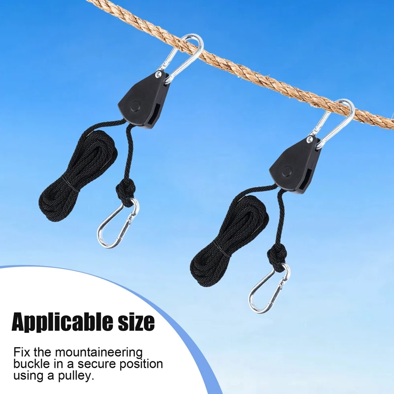 PORK-4Pcs Heavy Duty Adjustable Grow Light Ratchet Rope Hanger Yoyo For Grow Light Fixtures Gardening