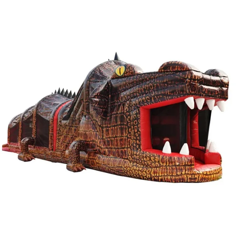 Inflatable alligator pool slide, outdoor climbing pool, naughty castle slide