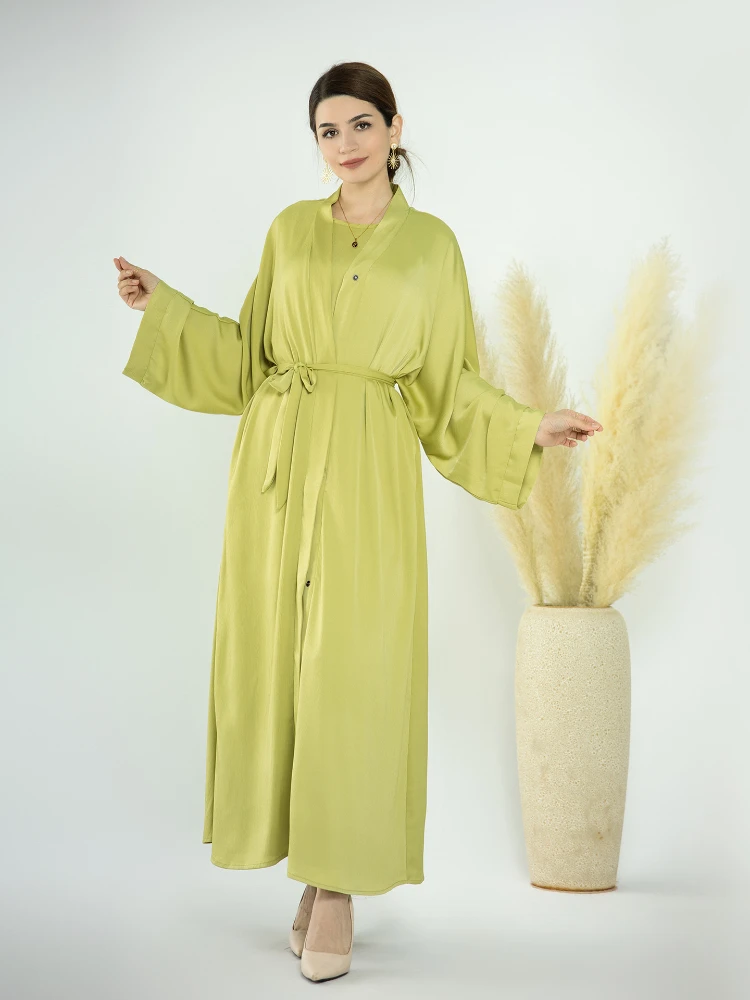 Imagem -06 - Ramadan Eid Muçulmano Feminino Abaya Peça Vestido Conjunto Marrocos Festa Abayas Elegante Oração Vestuário Robe Vestido Musulman Maxi Vestidos