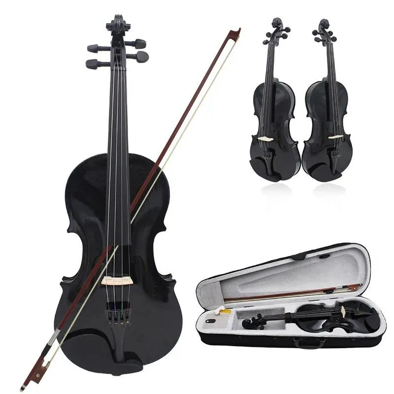 4/4 Full Size Solid Wood Violin for Beginners Adults Kids Practice Instrument with Bow Case Rosin