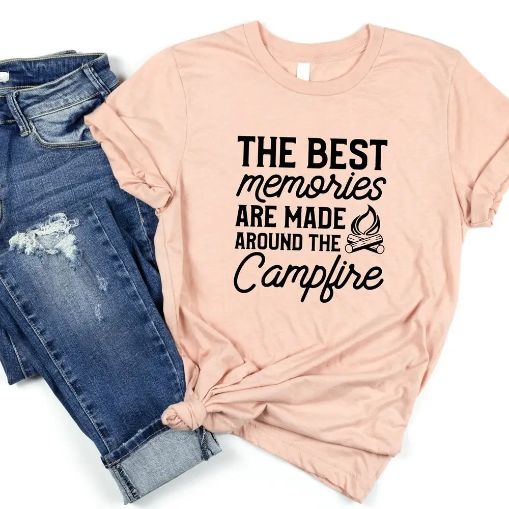 The Best Memories Are Made Around Campfire T Shirt Funny Camping Family Summer Buddies