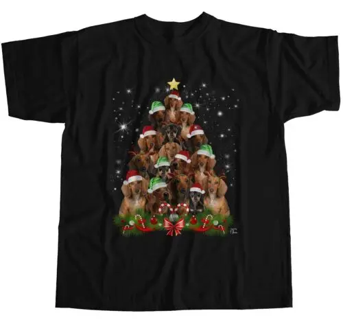 Polarshe-Dachshund Árvore Feita de Cães T-Shirt, ajuste solto, Árvore de Natal, 1Tee