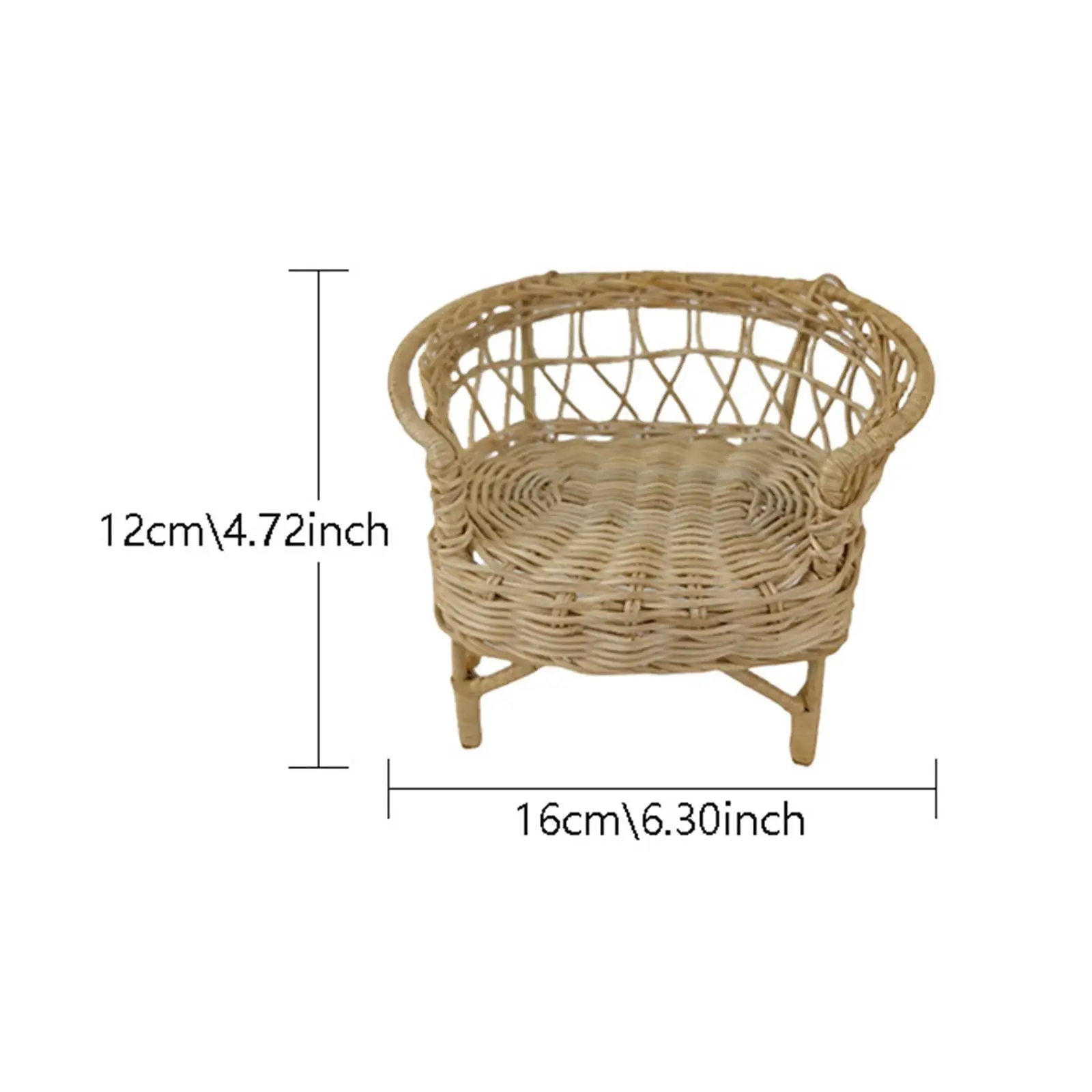 Silla de mimbre para casa de muñecas, accesorio de muebles en miniatura, juguete simulado, Mini silla de jardín para decoración de escenas, mano de obra fina, 1/12