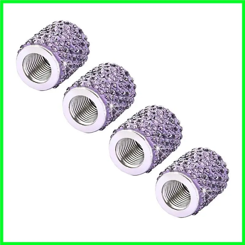 

T3EF 4pcs Twinkle Tire Valves Caps Rhinestones Designs Anti Leakage Valves Caps Simple to Use for Car SUV Motorcycle & Bike