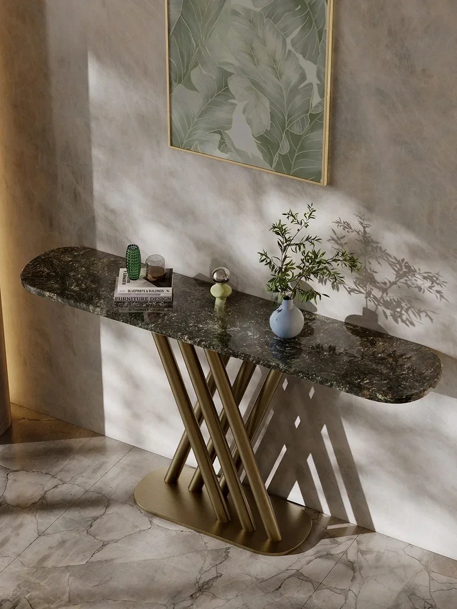 Modern simple light luxury entrance table natural marble end view table