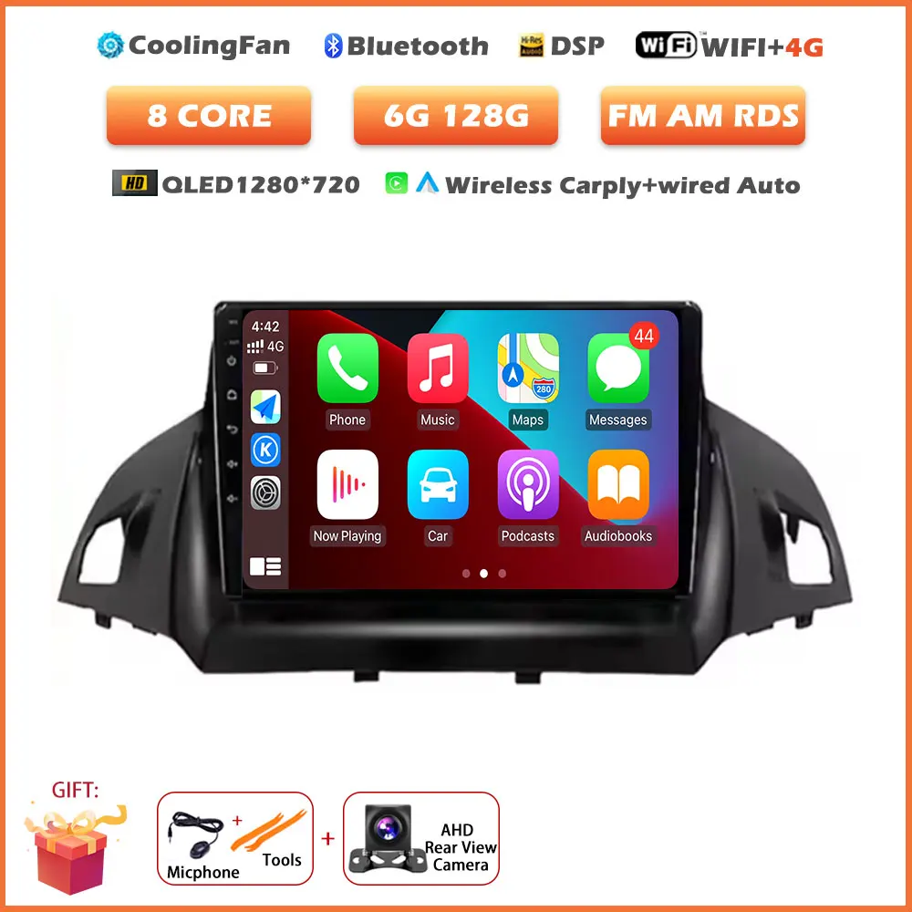 Voor Ford C-MAX Kuga 2 Escape 3 2012-2019 Android 16 Auto autoradio draadloze Carplay GPS navigatie scherm stereo video tools BT