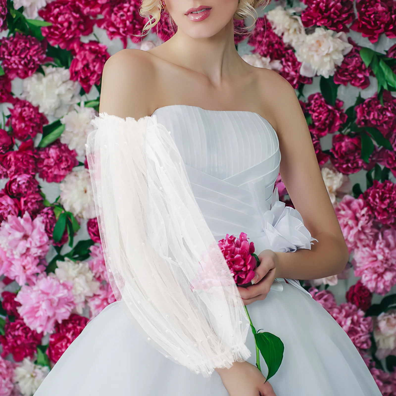 

1 Pair Tulle Wedding Dress Sleeves Detachable Bridal Sleeve For Women Long Arm Cover Elegant Party Prom Banquet Bridesmaid