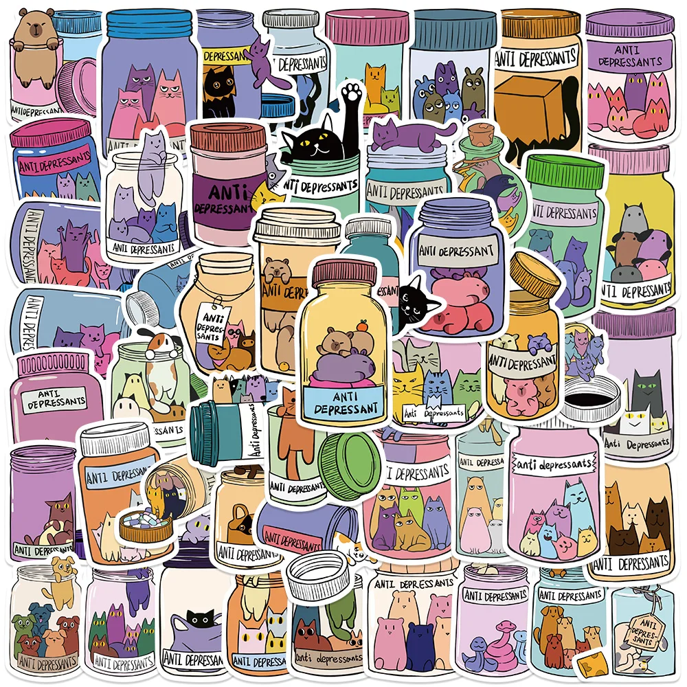 

50pcs Funny Cute Cartoon Animals Cats Stickers Waterproof Graffiti For Luggage Guitar Laptop Phone Skateboard Vinyl Decals