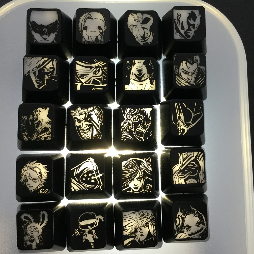 4Pcs League Of Legends LOL Backlight Keycaps Personality Translucent Keycaps Mechanical Keyboard DIY Custom Avatar Skill Keycaps