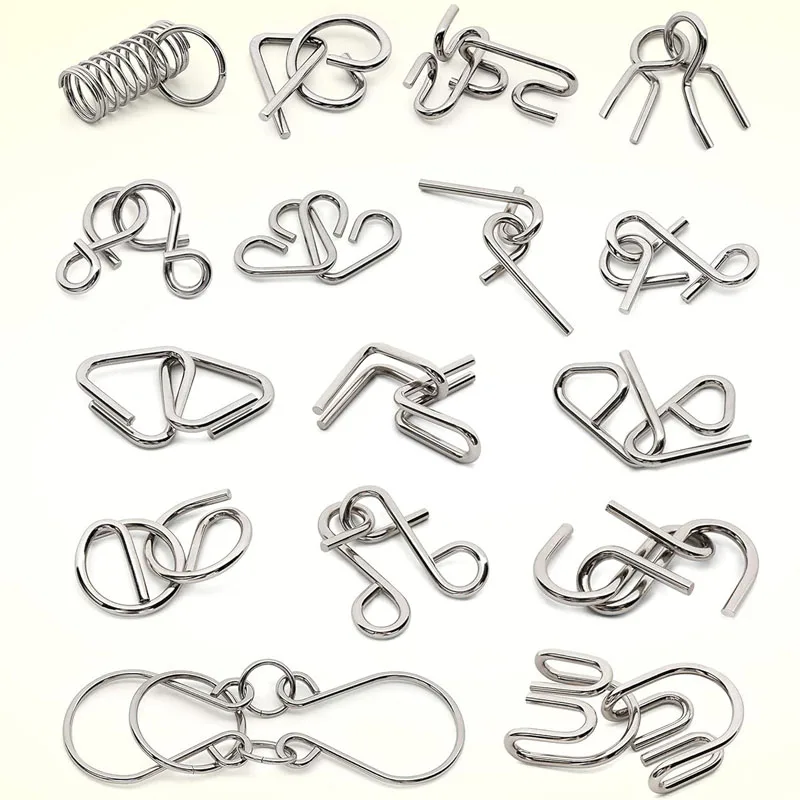 เกมปริศนาโลหะ ฝึกสมอง วงแหวนลวดมหัศจรรย์ ปริศนาถอดล็อค วงแหวนเหล็ก ปลดล็อค ทดสอบไอคิว สำหรับเด็ก ของเล่นเสริมพัฒนาการ