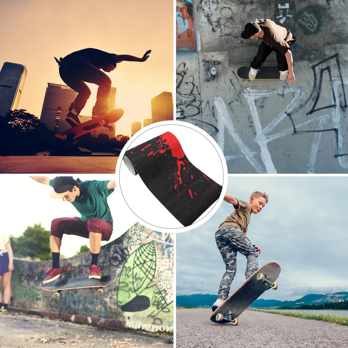 

1pc Skateboard Stickers Waterproof Pvc Scratch Resistant Matte Adhesive Decals Deck Decoration Double Rocker Accessories