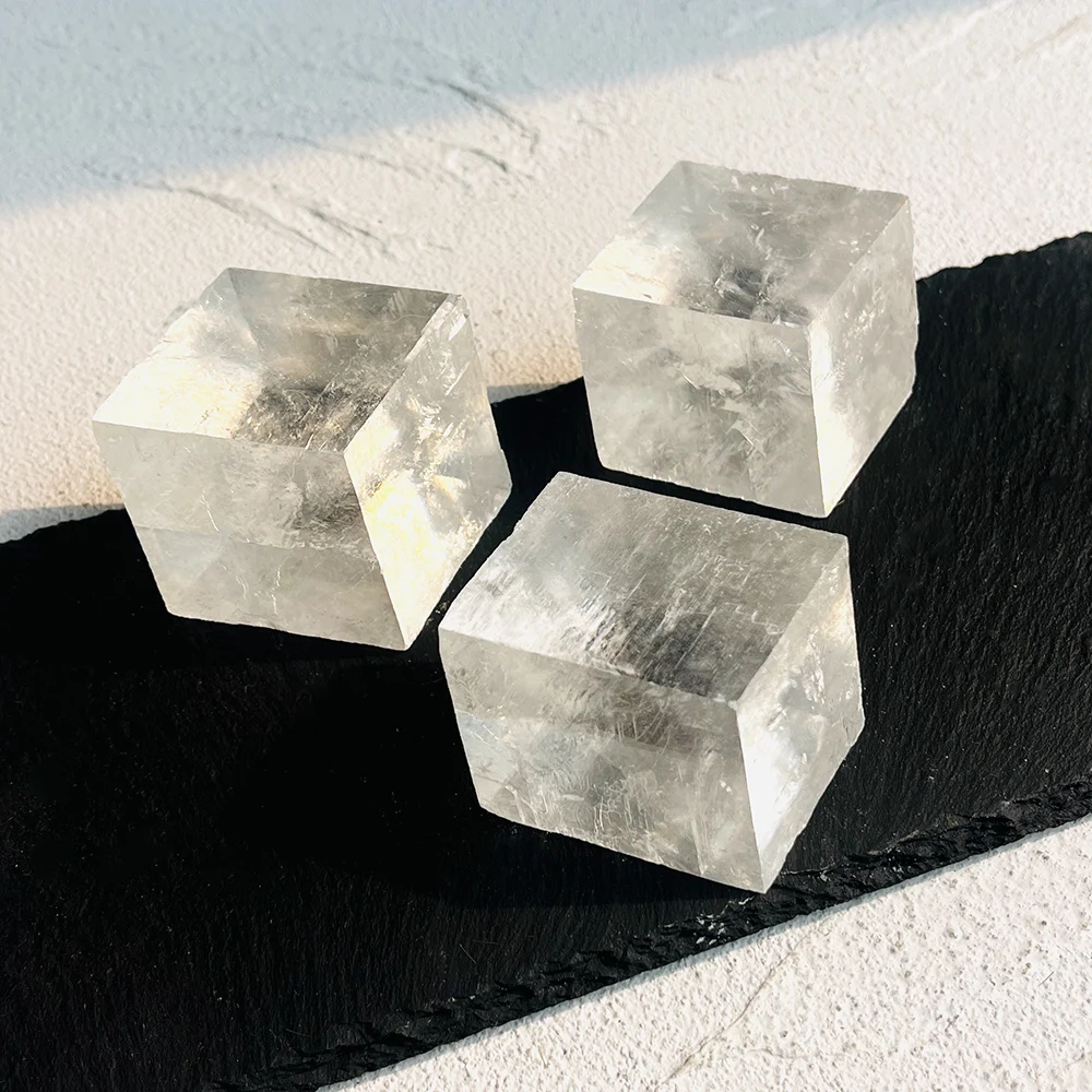 1pc Iceland Spar Clear Optical Calcite Cube, Natural Crystal Rough Stone, Home Decoration, Mineral Specimen, Holiday Ideal Gift view 5