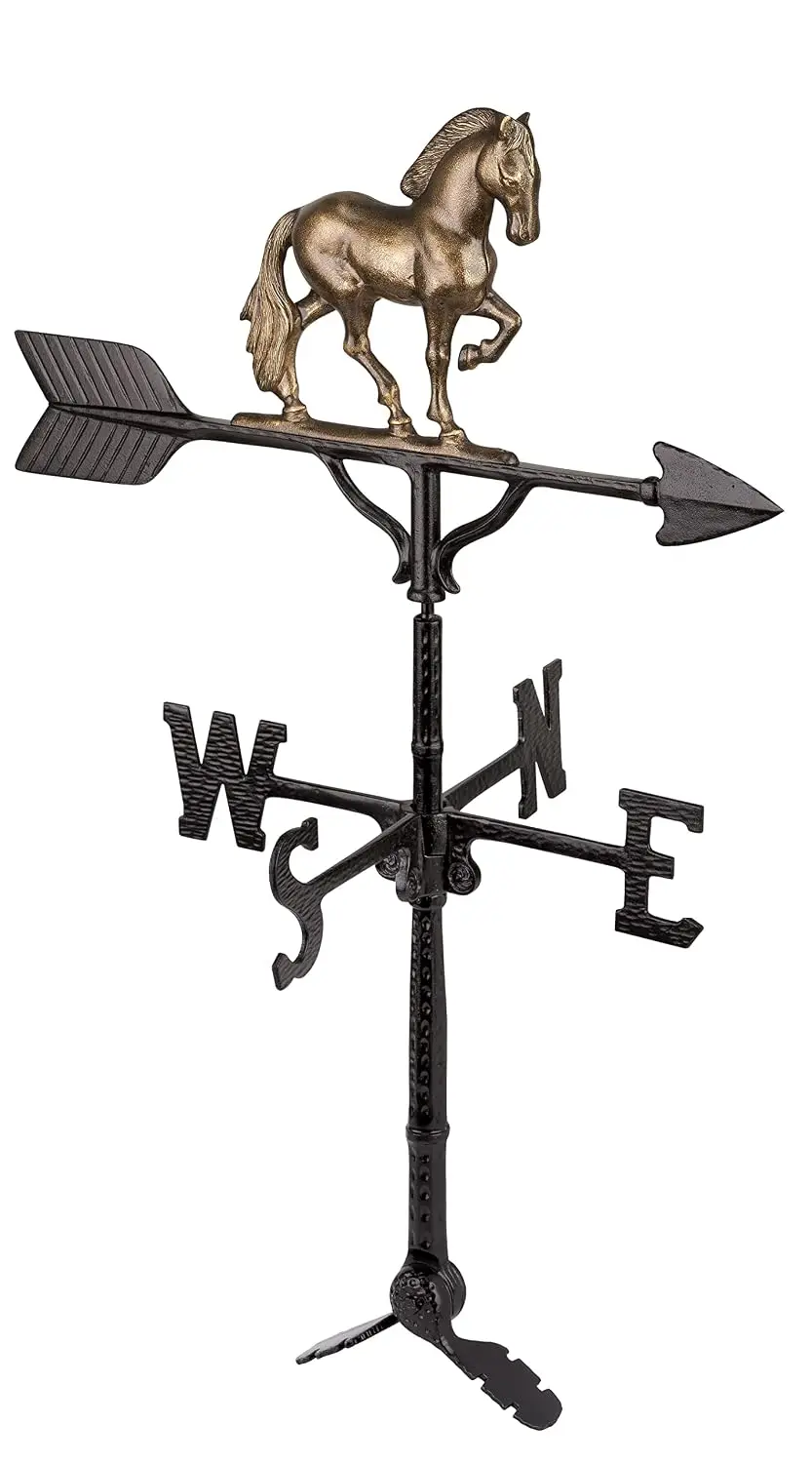 3D Horse Weathervane, Aged Bronze Weather Vane, Decorative Wind Direction Indicator for Roof, Garden, Yard & Barn, Customized