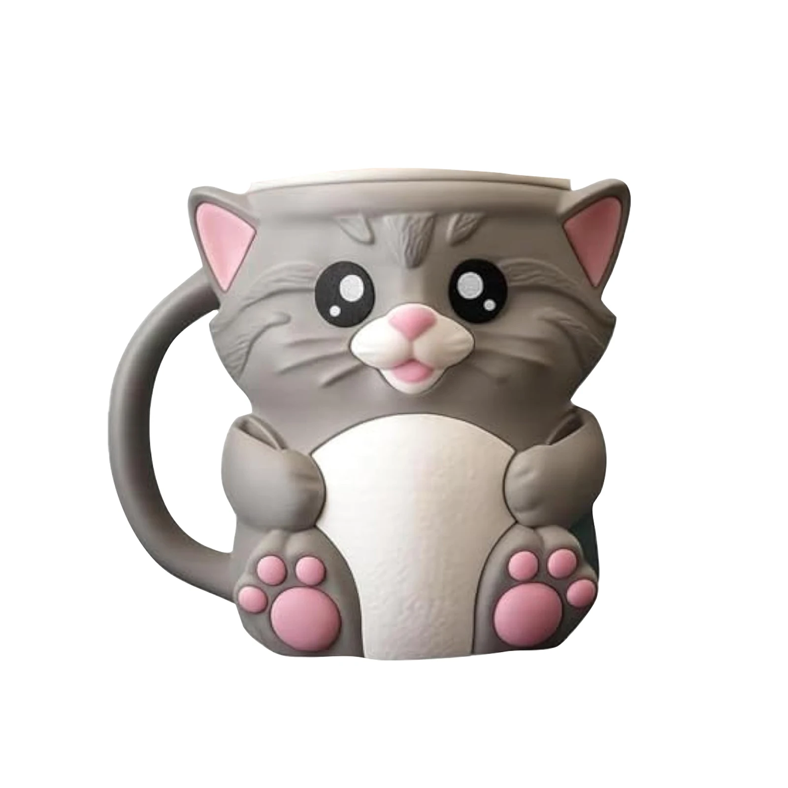 Cat Shaped Ice Pint Holder Kitten Ice Cream Pint Container Cute Animal Design Home Kitchen Dessert Holder Food Storage Container
