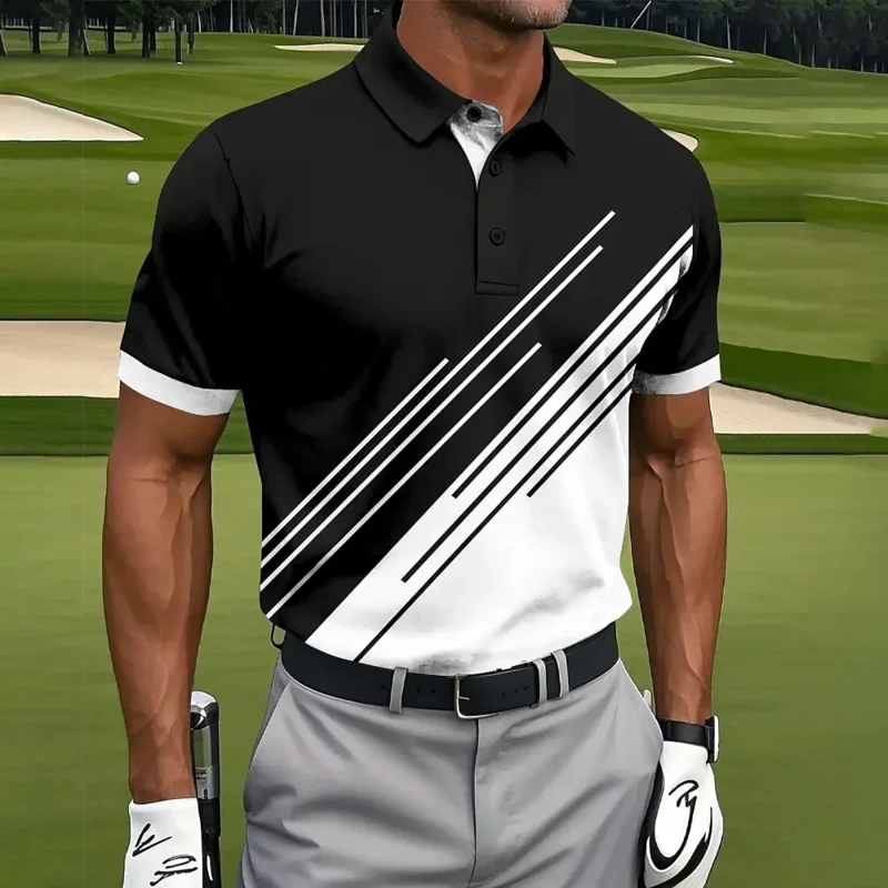 

Summer 2025 Men's golf line sports golf shirts, short-sleeved Polo shirts, collared shirts, casual tops, outdoor street Polo shi