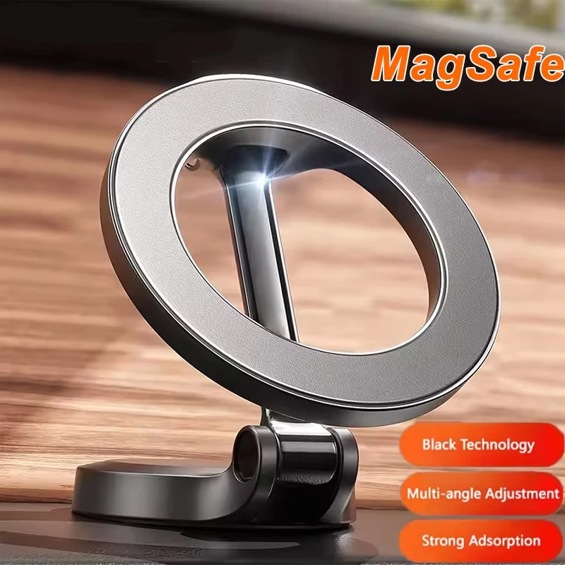 

Магнитный держатель для телефона, вакуумная магнитная подставка, сильный магнит, 360 градусов ° Вращающийся складной металлический держатель для телефона на присоске
